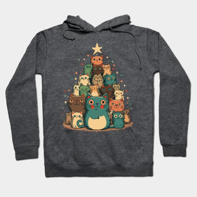 Christmas tree made of happy cats Hoodie by JORDYGRAPH